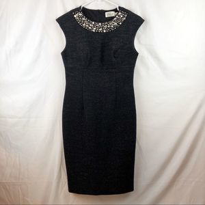Eliza J Black Glitter Formal Jewel Neckline Dress